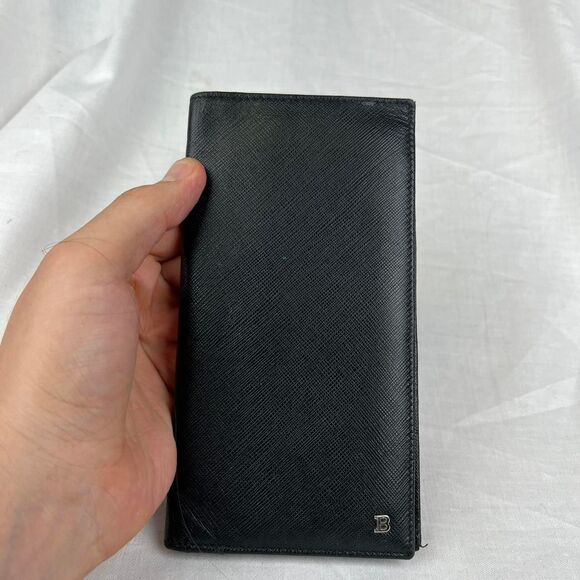 BALLY Baliro Leather Bi-Fold Wallet Black with 2 Card Slots and 1 Bill Slot - Picture 2 of 8